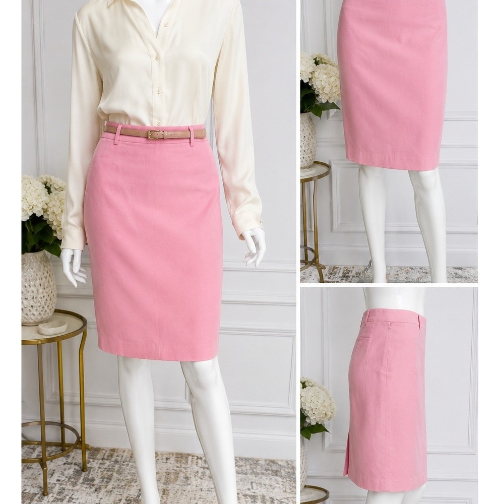Mondi Womens Pencil Skirt Pink 100% Silk Vintage Professional 38